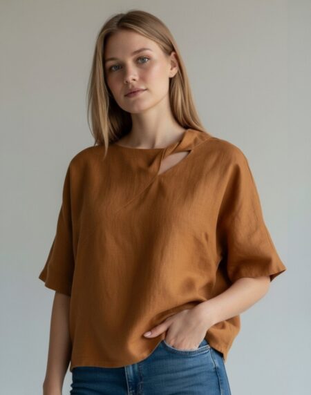 linine palaidine su rankovėmis iki alkūnių