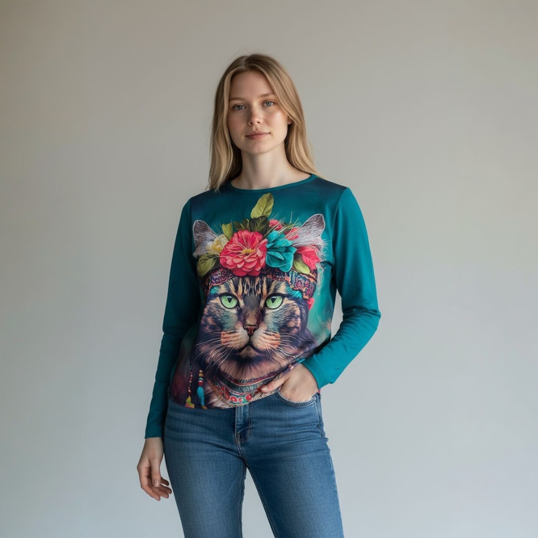 palaidine su katinu, palaidine ilgomis rankovemis