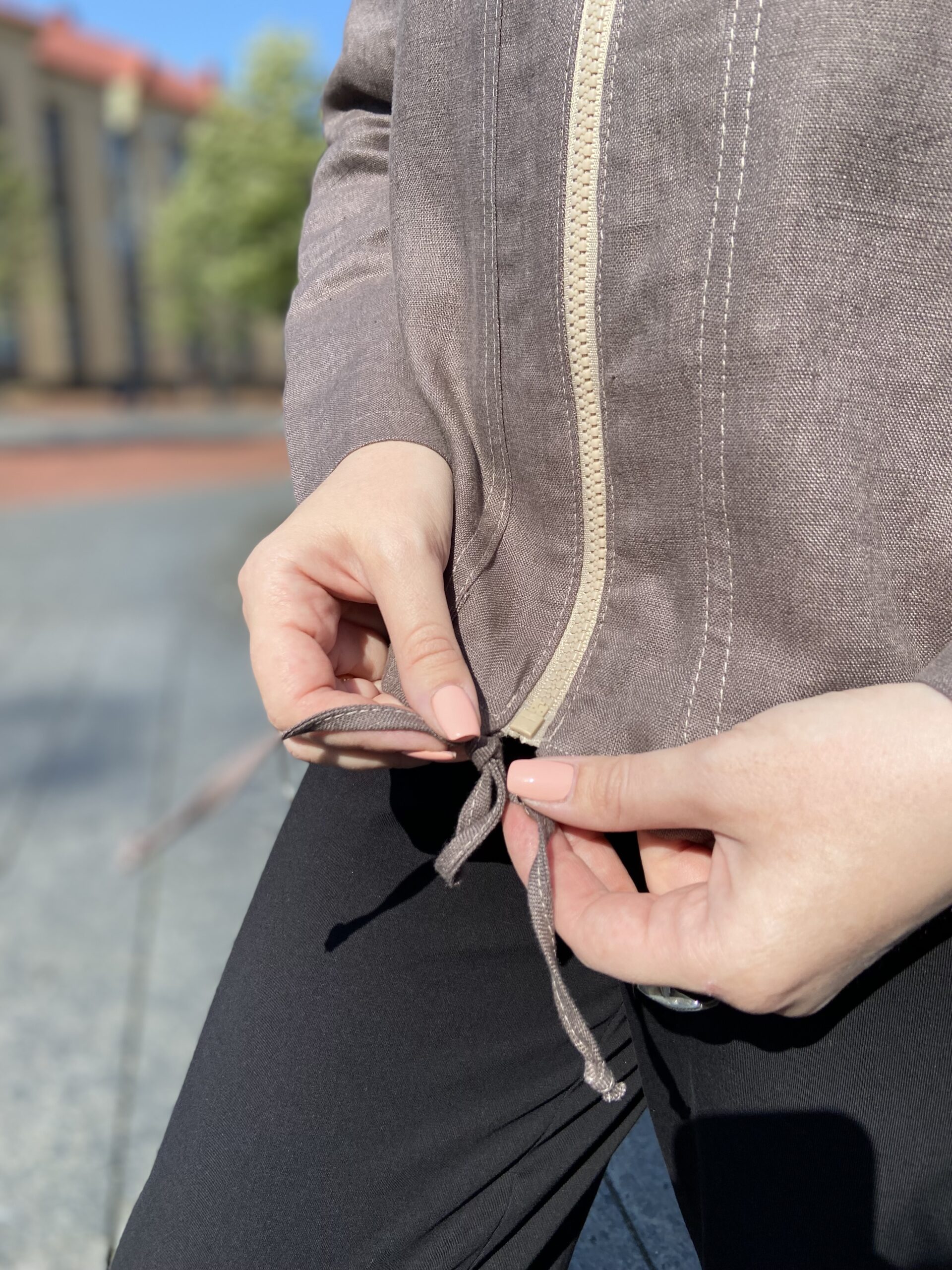 Rudas lininis švarkelis su užtrauktuku - Image 3