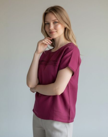 ciklameno spalvos linine palaidine