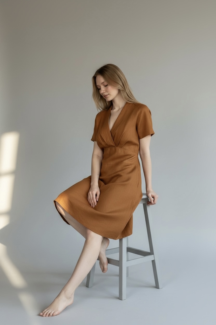 Elegantiška lininė suknelė - Image 5