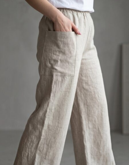 naturalaus lino kelnes