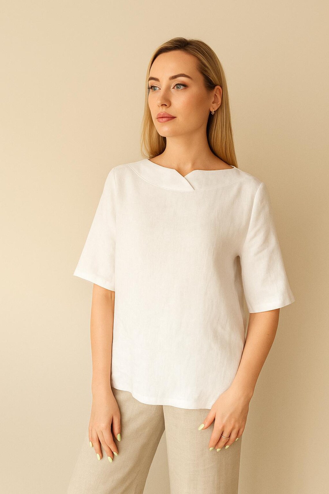 Lininė palaidinė su ilgesnėmis rankovėmis - Image 3