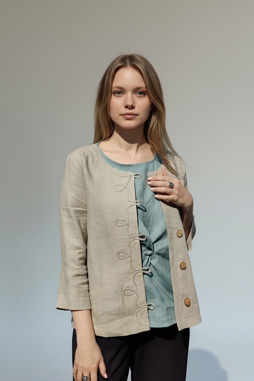 Susegamas, lengvas lininis švarkelis - Image 4