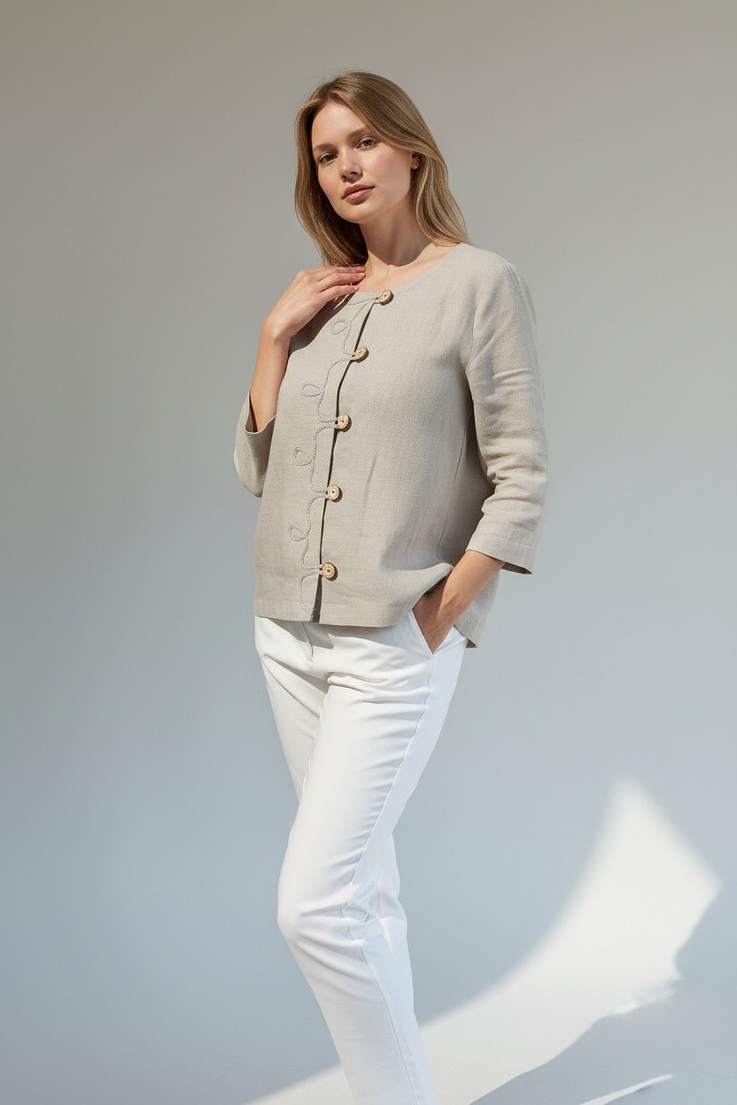 Susegamas, lengvas lininis švarkelis - Image 3