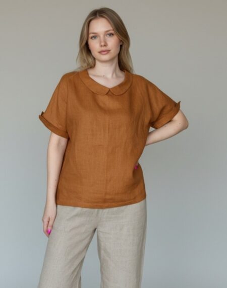 elegantiska linine palaidine, su apykakle