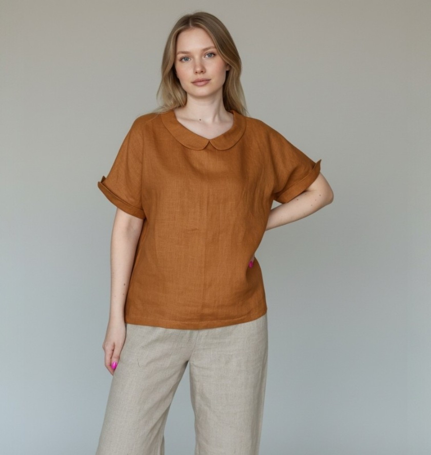 elegantiska linine palaidine, su apykakle