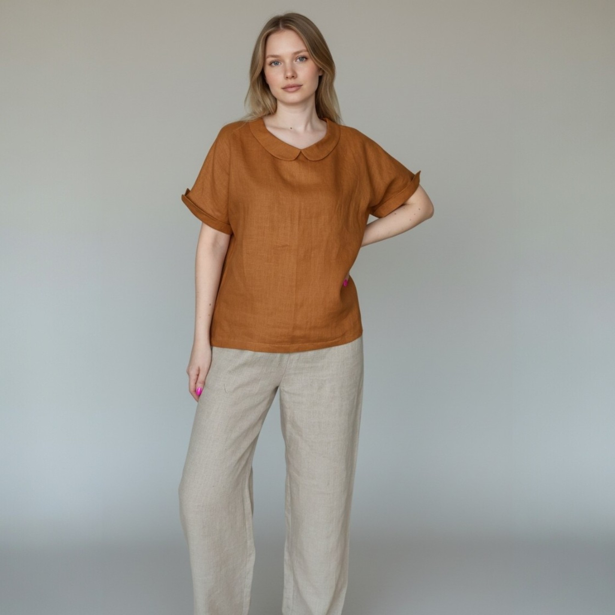 elegantiska linine palaidine, su apykakle