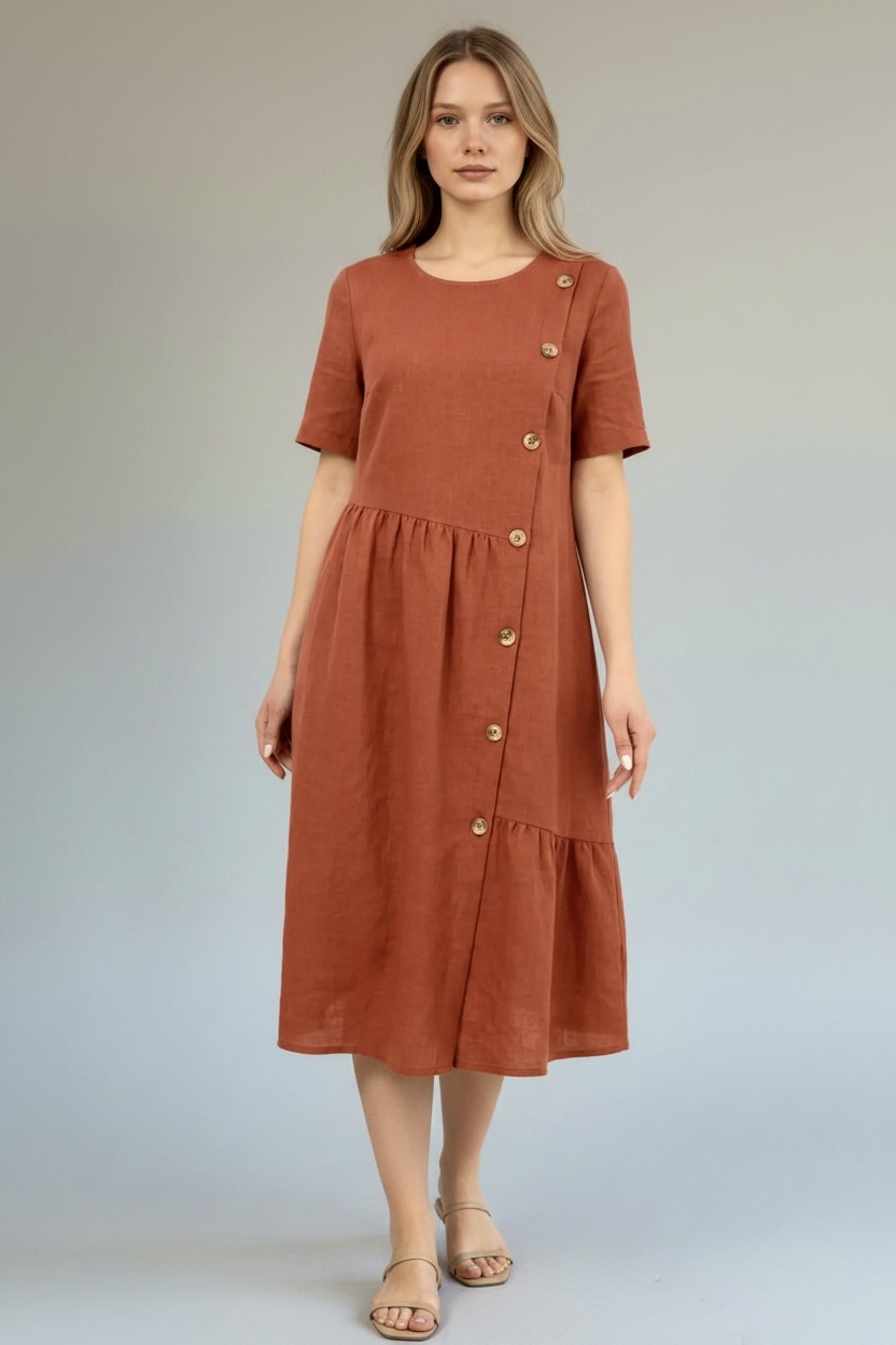 Lininė suknelė su raukiniais - Image 3